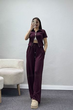 Modal Fermuarlı Eşofman Takımı Bordo - 42921.1567.