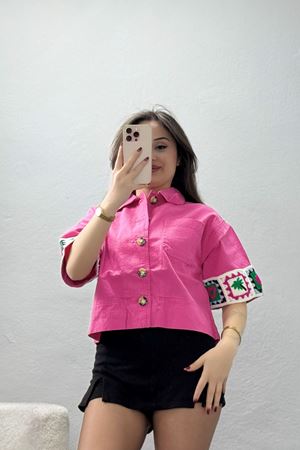Kroşe Kısa Kol Gömlek Fuşya - 2663.1367.