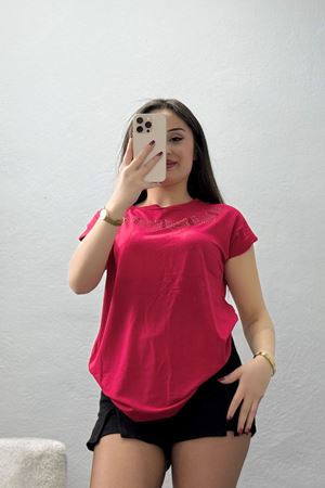 Yakası Taşlı Bluz Kırmızı - 43983.599.