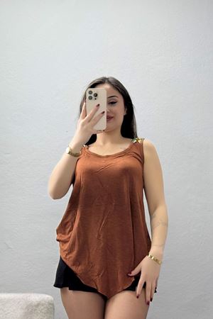 Omuz Detay Viskon Bluz Kahve - 44009.599.