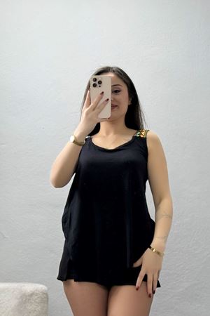 Omuz Detay Viskon Bluz Siyah - 44009.599.