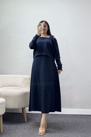 Modal Kumaş Bluzlu İkili Takım İndigo - 4179.1247.