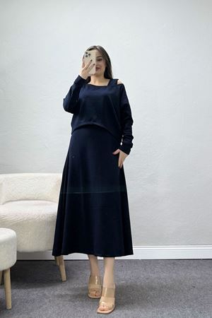 Modal Kumaş Bluzlu İkili Takım Lacivert - 4179.1247.