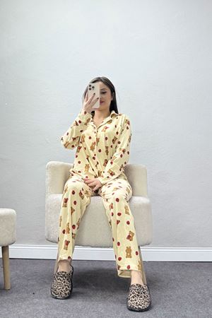 Milan Düğmeli Pijama Takımı Çilekayı - 7511.1287.