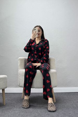 Milan Düğmeli Pijama Takımı Kırmızıkalp - 7511.1287.