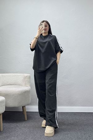 2 İplik Şeritli Eşofman Takımı Füme - 32262.1567.