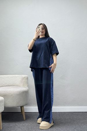 Yanı Kot Desenli Yırtmaçlı Eşofman Takımı Laci - 52216.1857.