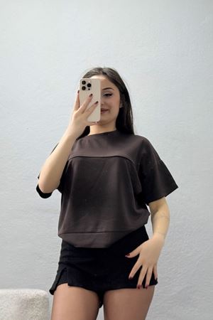 Örme Modal Çımalı Bluz Kahve - 71173.2023.