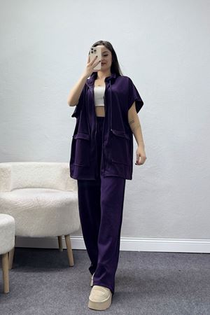 Fermuarlı Yelek Takım Mürdüm - 52206.2118.