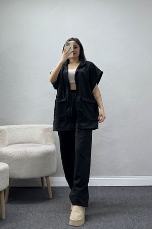 Modal Fermuarlı Yelek Takım Siyah - 52206.2118.