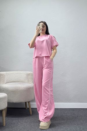 2 İplik Biyeli Eşofman Takımı Pembe - 52245.1857.