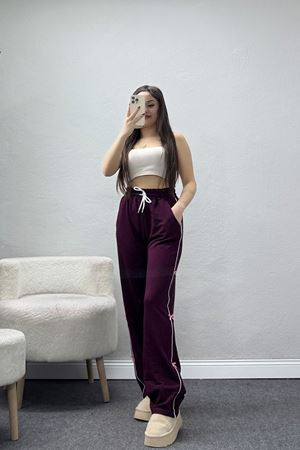 Kristal Kumaş Kurdeleli Eşofman Altı Mürdüm - 42927.102.