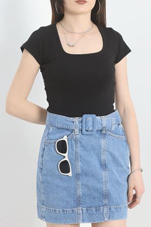 Kare Yaka Penye Tişört Siyah - 21804.200.