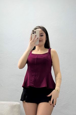 Modal Kumaş Askılı Bluz Bordo - 44023.1254.