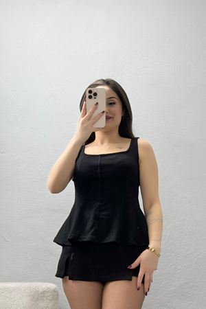 Modal Kumaş Askılı Bluz Siyah - 44023.1254.