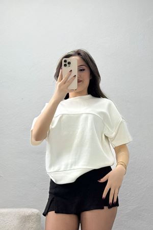 Örme Modal Çımalı Bluz Ekru - 71173.2023.