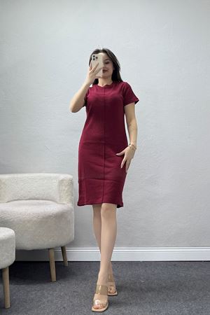 Bisiklet Yaka Kaşkorse Elbise Bordo - 70896.1567.