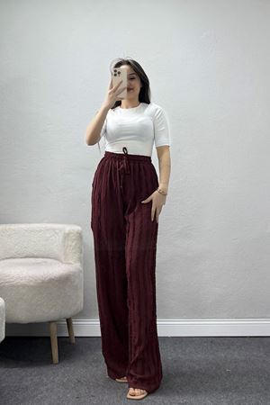 Fırfır Detay Pantolon Bordo - 4197.1247.