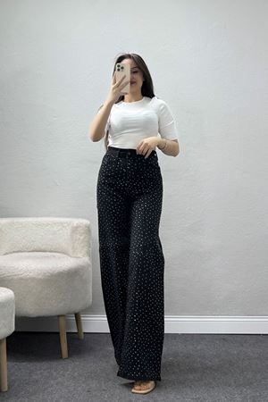 Taşlı Çımalı Kot Pantolon Siyah - 32448.2001