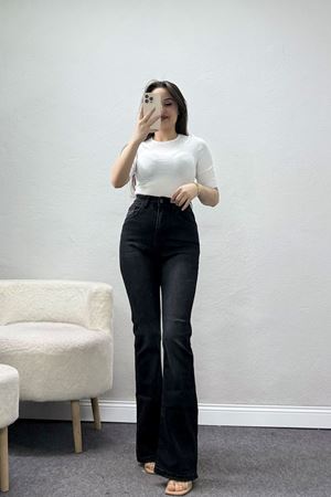 Likralı İspanyol Kot Pantolon Füme - 32452.2001.