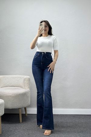 Likralı İspanyol Kot Pantolon Lacivert - 32452.2001.