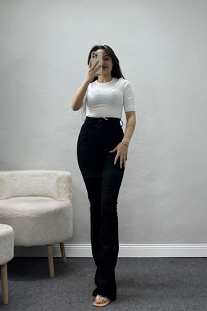 Likralı İspanyol Kot Pantolon Siyah - 32452.2001.