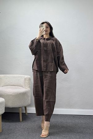 Dokuma Modal Şalvarlı Takım Kahve - 011.2153.