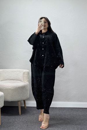 Dokuma Modal Cupralı Taşlı Takım Siyah - 145.2153.