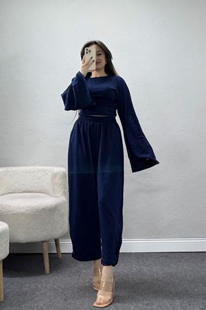 İspanyol Kol Paçası Dikişli Takım Lacivert - 155.2153.