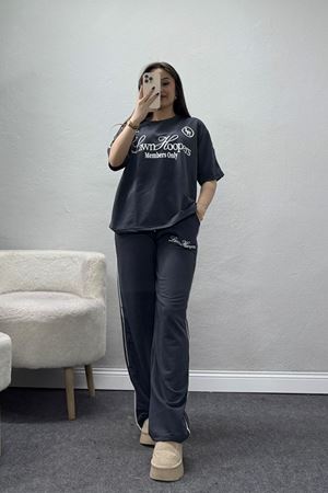 2 İplik Biyeli Baskılı Eşofman Takımı Antrasit - 52265.1005.