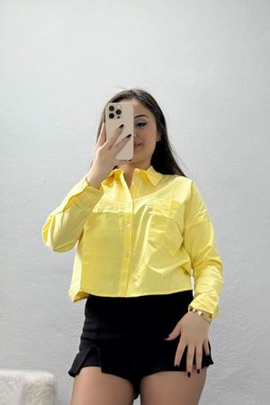 Terikoton Oversize Gömlek Sarı - 3080.2131.
