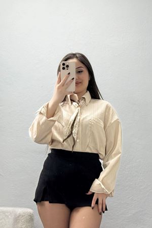 Fularlı Gömlek Bej - 4162.1247.