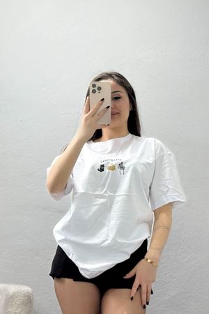 Baskılı Penye Tişört Beyazhardal - 41305.0034.