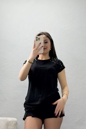 Omuz İncili Viskon Bluz Siyah - 70750.599.