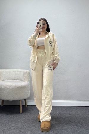 3 İplik Şardonsuz Eşofman Takım Krem - 52094.1878.