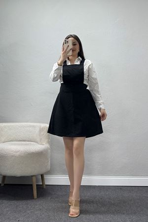 İki İplik Kloş Salopet Elbise Siyah - 52274.053.