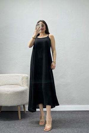 İp Askılı Ayrobin Kumaş Elbise Siyah - 71288.2118.