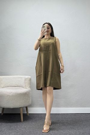 Soft Touch Dokuma Modal Kumaş Elbise Haki - 80912.1837.