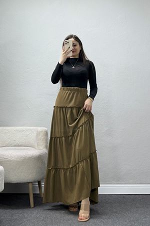 Bürümcük Fırfırlı Uzun Etek Vizon - 43947.599.