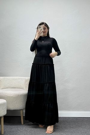 Bürümcük Fırfırlı Uzun Etek Siyah - 43947.599.