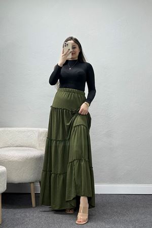 Bürümcük Fırfırlı Uzun Etek Haki - 43947.599.