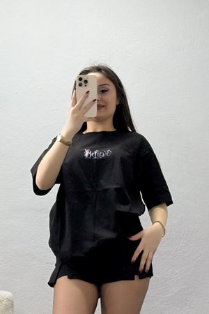 Baskılı Penye Tişört Siyahdesenli - 41305.0034.
