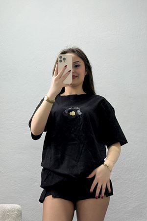 Baskılı Penye Tişört Siyahfüme - 41305.0034.