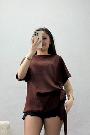 Modal Bağlamalı Bluz Acıkahve - 71160.1388.
