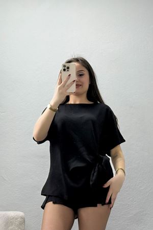 Modal Bağlamalı Bluz Siyah - 71160.1388.