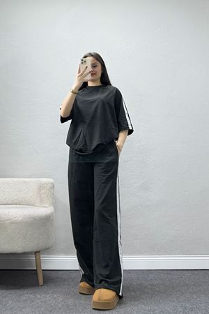 2 İplik Şeritli Eşofman Takımı Siyah - 32262.1567.