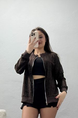 Dantelli Fermuarlı Ceket Kahve - 71492.1567.