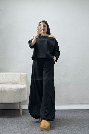 İki İplik Tasarım Eşofman Takımı Siyah - 43963.1857.