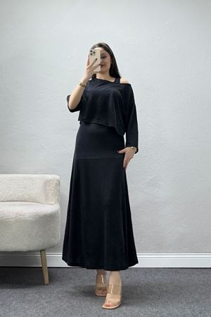 Örme Modal İçli Dışlı Elbise Takım Siyah - 71333.1567.