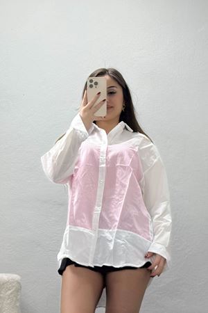 Çizgi Desen Terikoton Gömlek Pembe - 32535.2111.